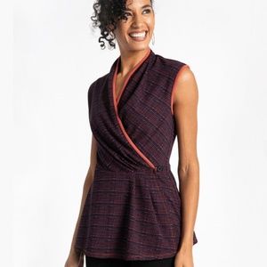 Betabrand - Reversible Wrap Top Neo-Plaid